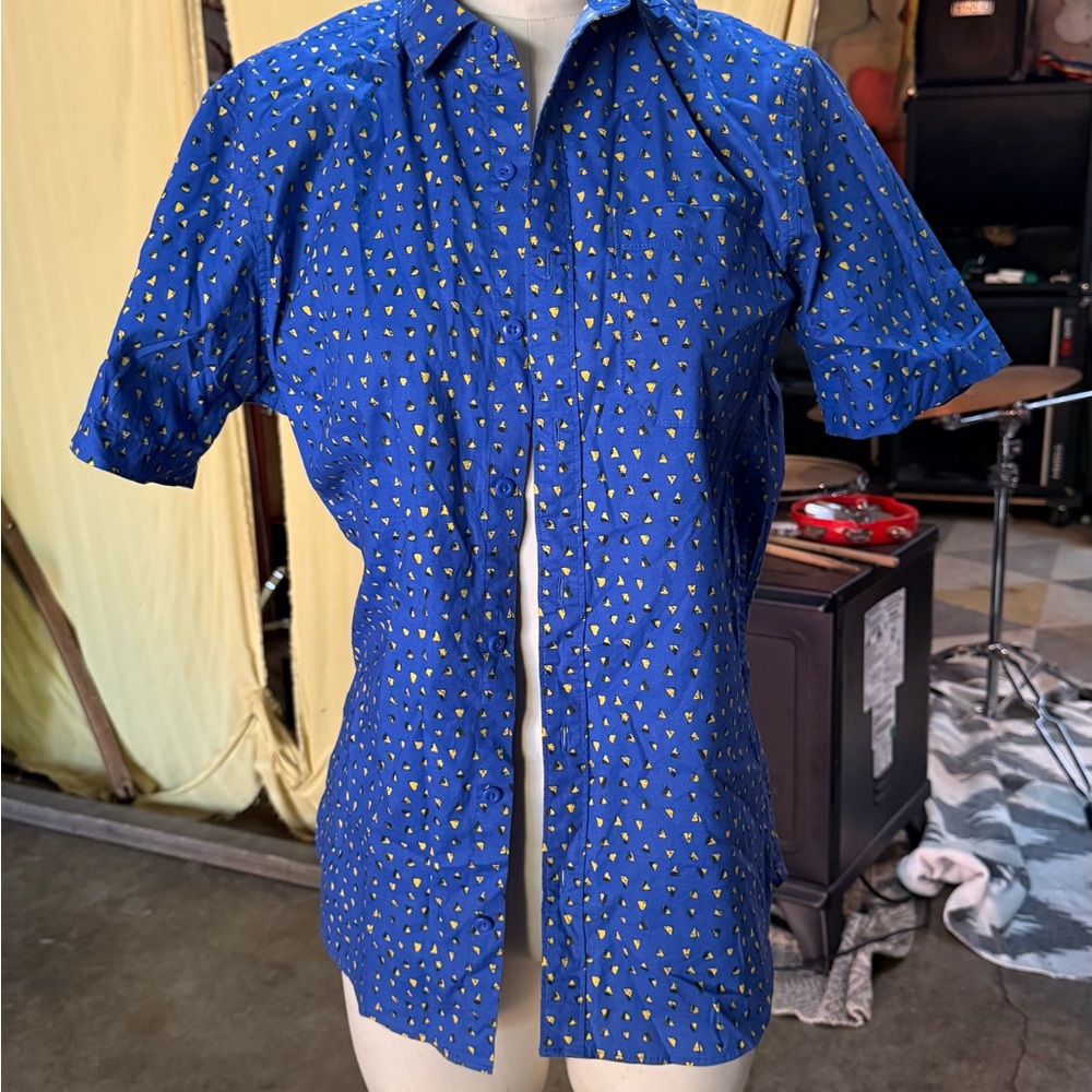 Abound Blue and Yellow Casual Button Down Shirt